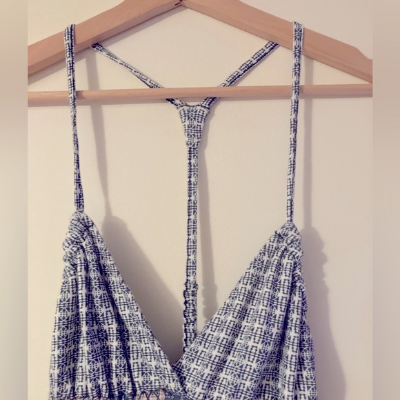 Roxy Blue and White Bohemian Mini Summer Dress Women’s Size XSmall Comfy Dress - Picture 3 of 5